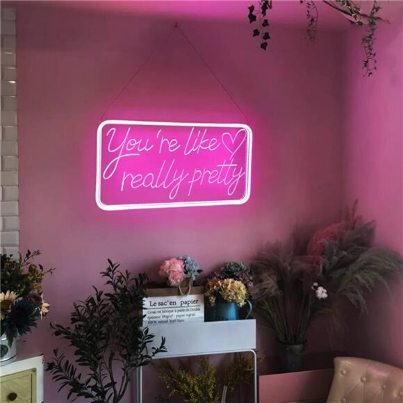 Pink neon sign wall decor LED light aesthetic room sign for teen girls bedroom - Picture 5 of 7